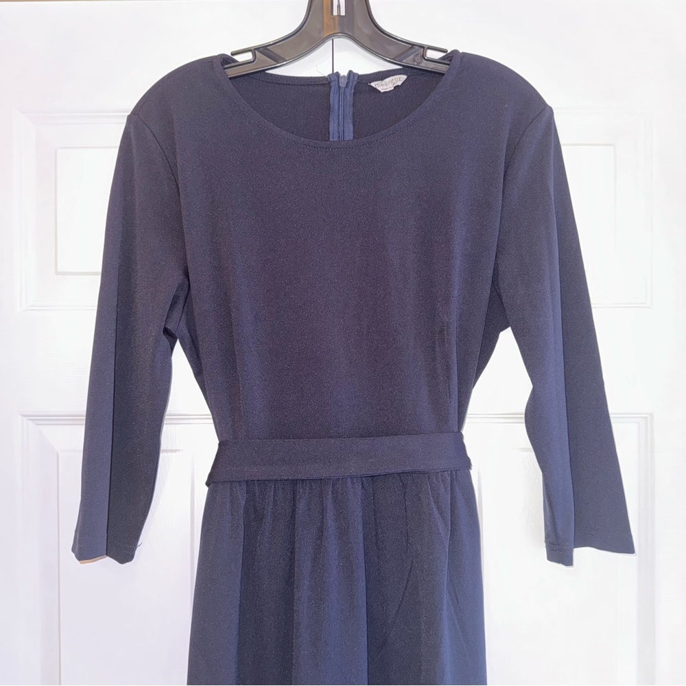 Meaneor Navy Quarter Sleeve Knee-Length Dress